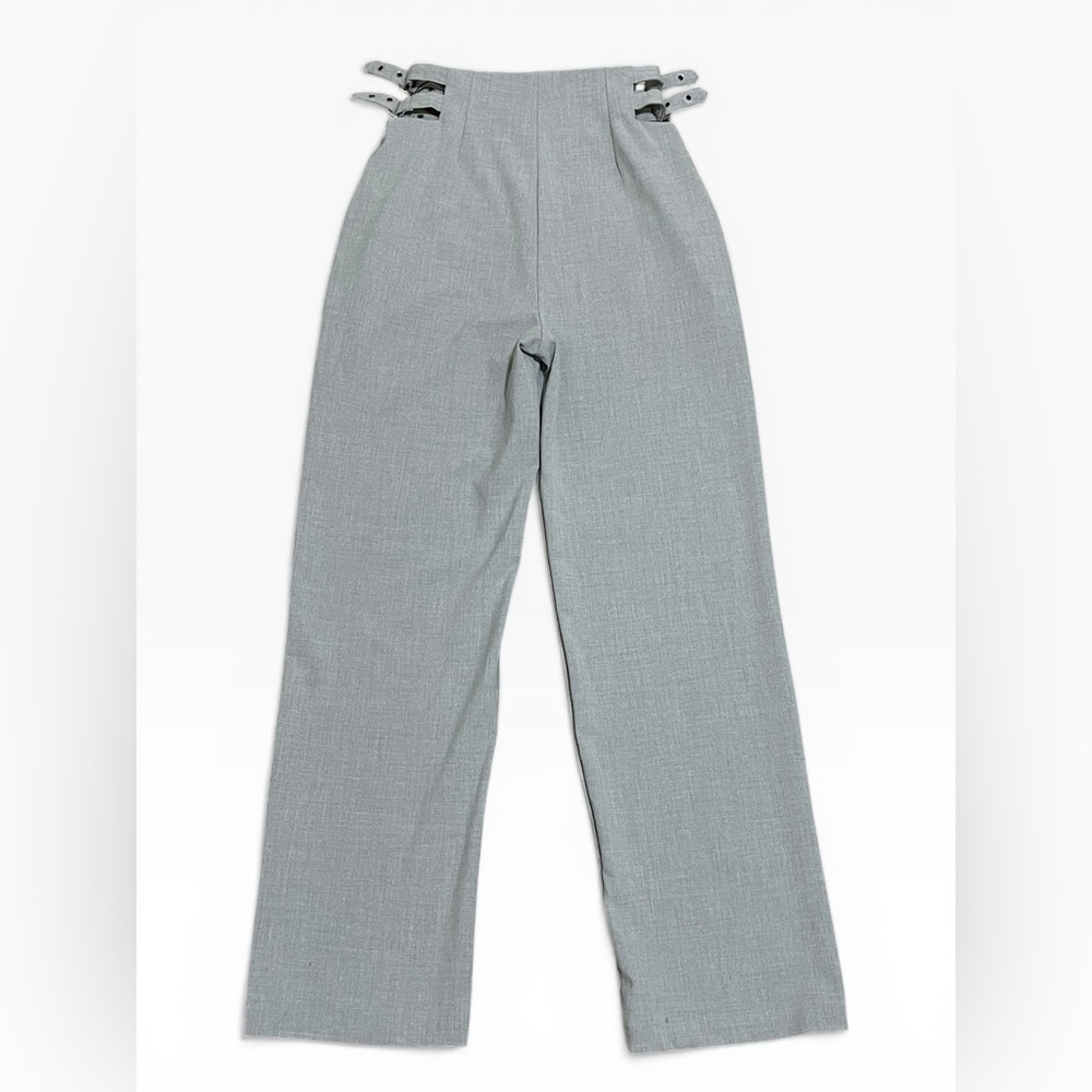 PiRAL Pants Small Gray Belt Waist Noche Buckle Slacks Trousers Career Wide Leg S - Picture 6 of 11